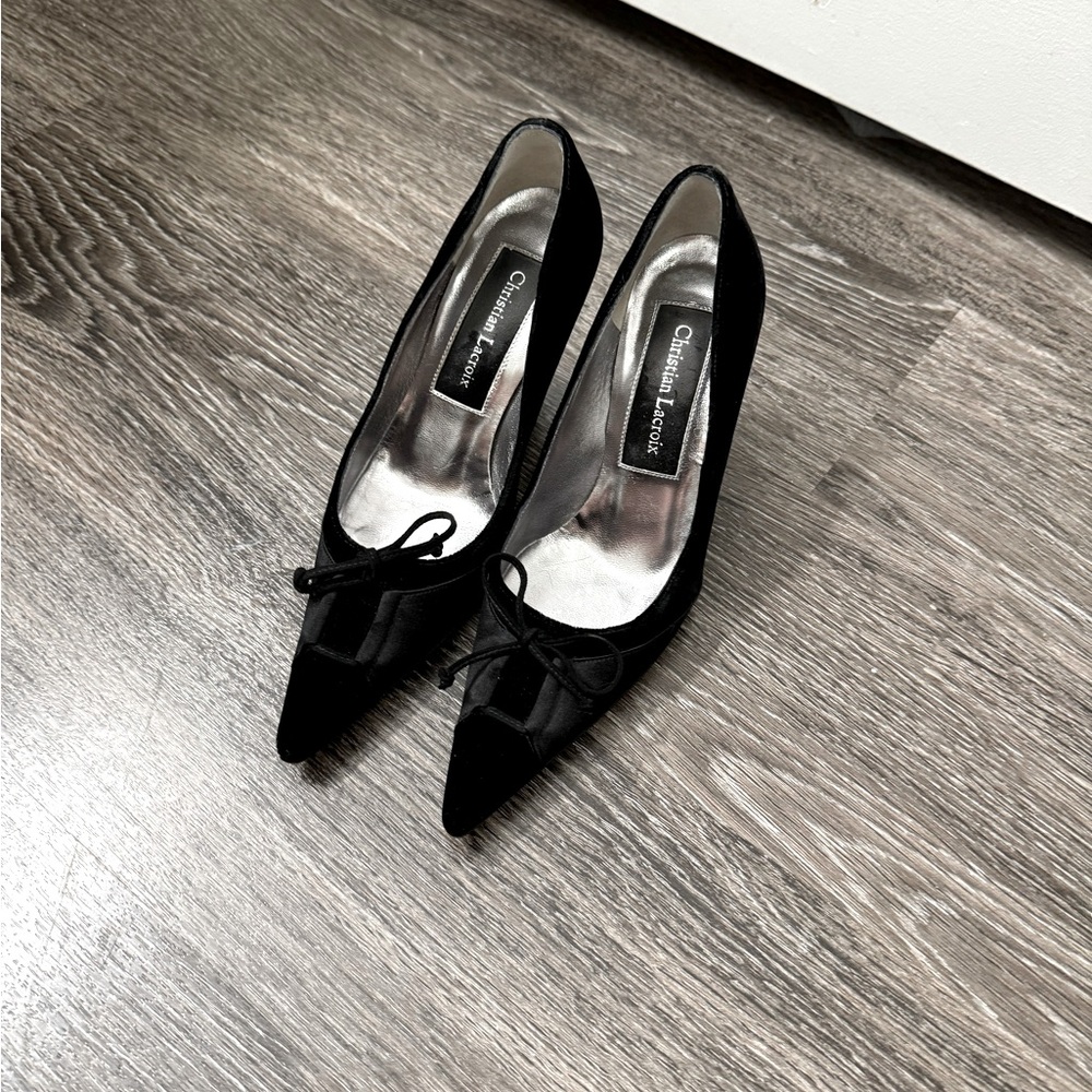 Christian Lacroix black pointed toe heels. Excellent condition. 7